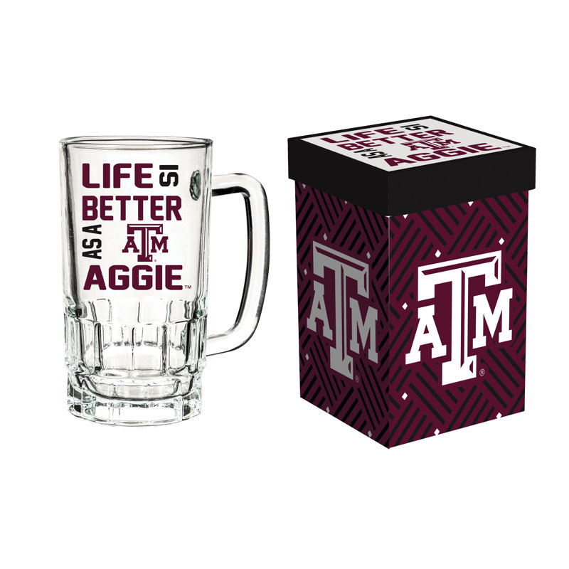 Tasse en verre avec boîte-cadeau, Texas A&M