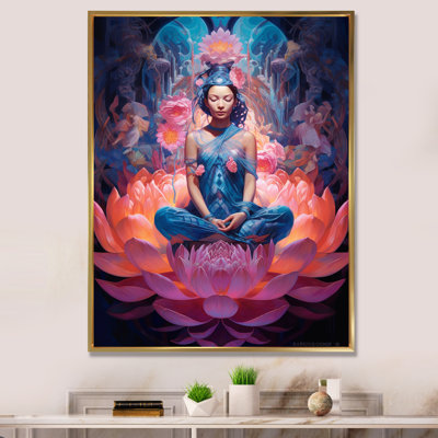 «Blue Yoga Pink Lotus Woman I» sur toile