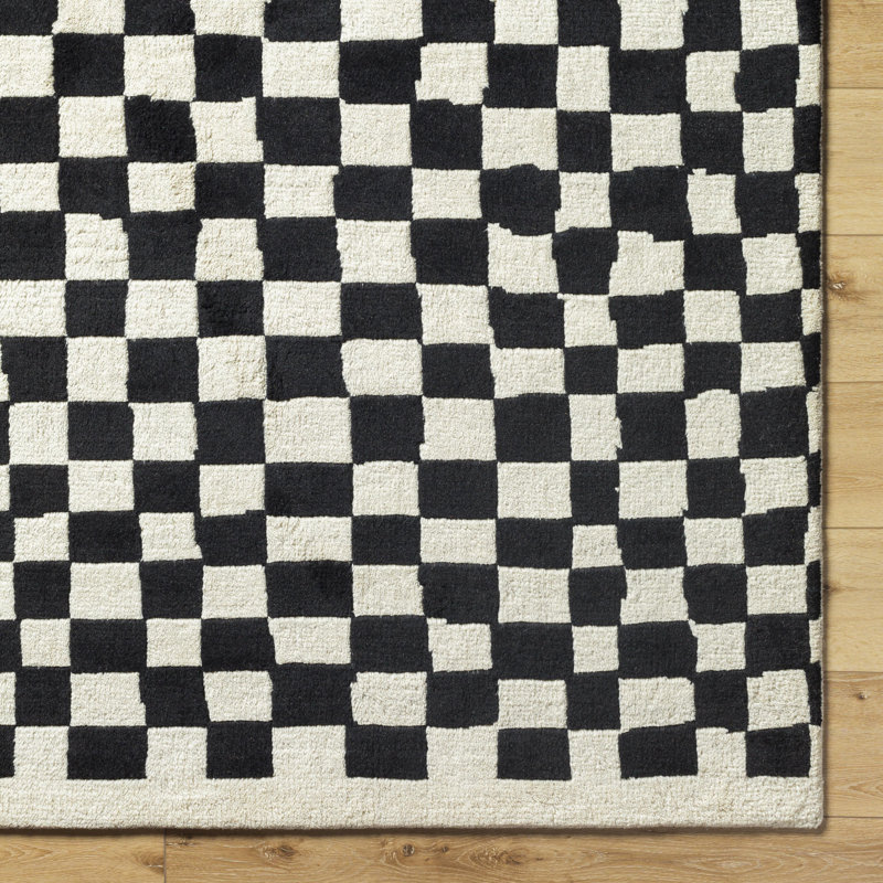 Damier Wool Patchwork Area Rug, Rectangle 10' x 14'