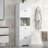 Rectangular Storage Cabinet with Doors, Open Bookcase, Freestanding Organizer Display for Kitchen, Office, Adjustable Shelves, White