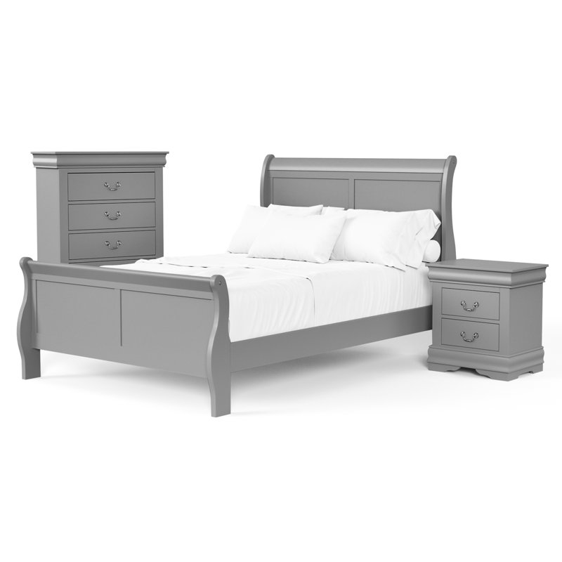 Ensemble de chambre à coucher 3 pièces Emelinda, Grand