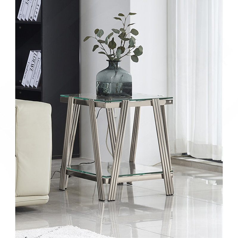 Table de bout carrée 20 pouces, Argent argent