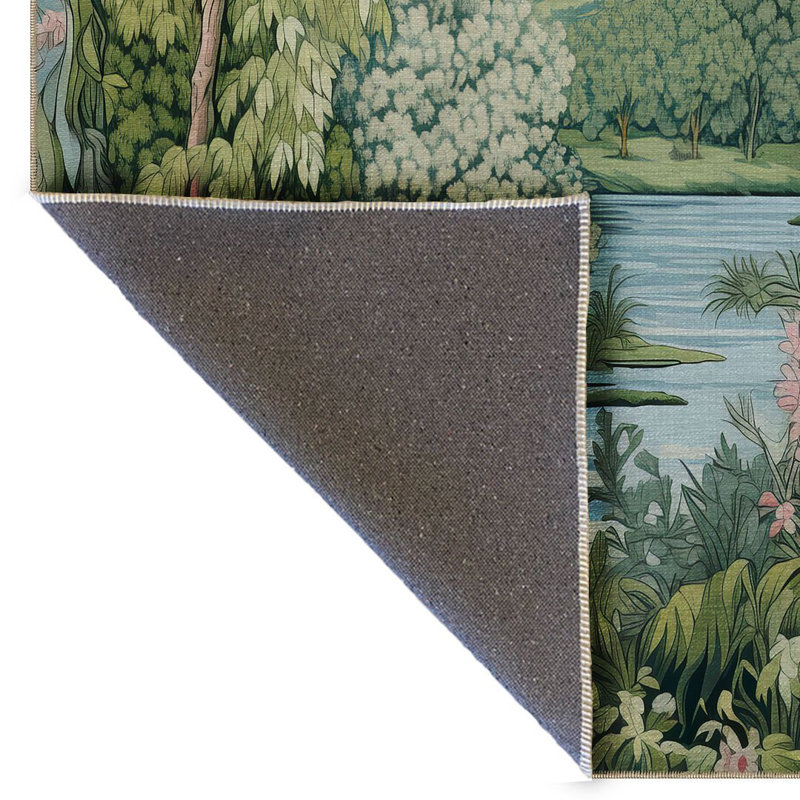 Tapis décoratif bleu et vert Paris, Rectangle 4 pi 11,06 po x 9 pi 10,11 po