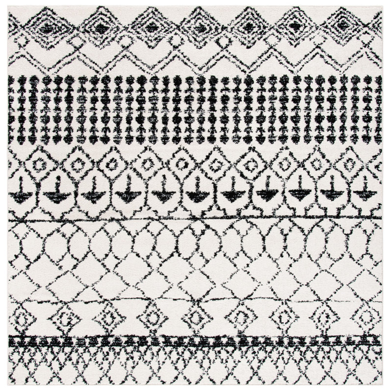 Tapis à motif géométrique noir Cobos, Carré 10 pi