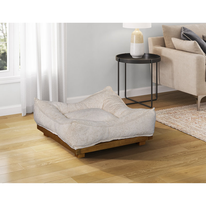 Lit pour chien de taille moyenne et moelleux en similicuir beige, 25