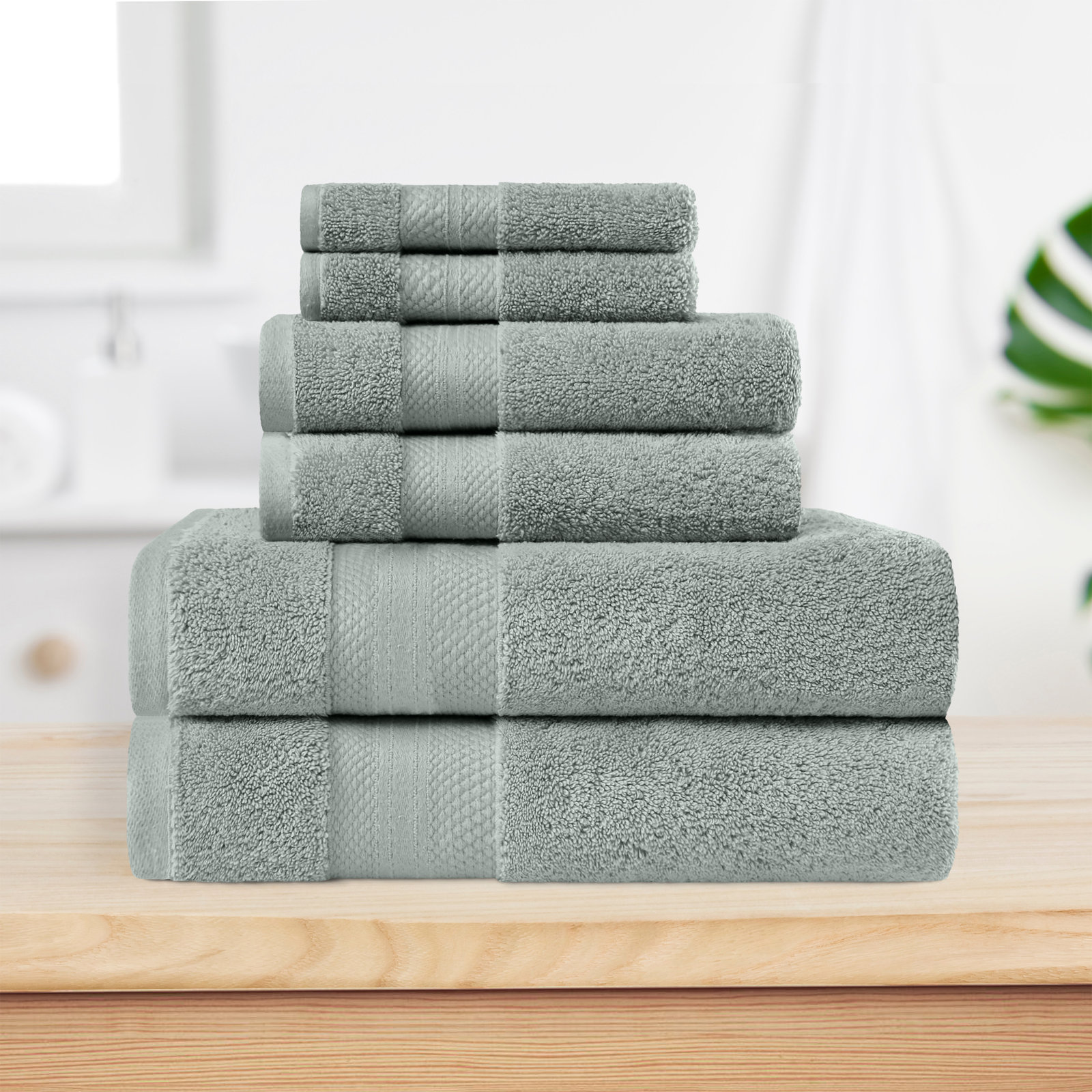 Finnian Ultra-Plush Heavyweight, 100% Turkish Towel Collection, Olive Green, 6 Piece Towel Set
