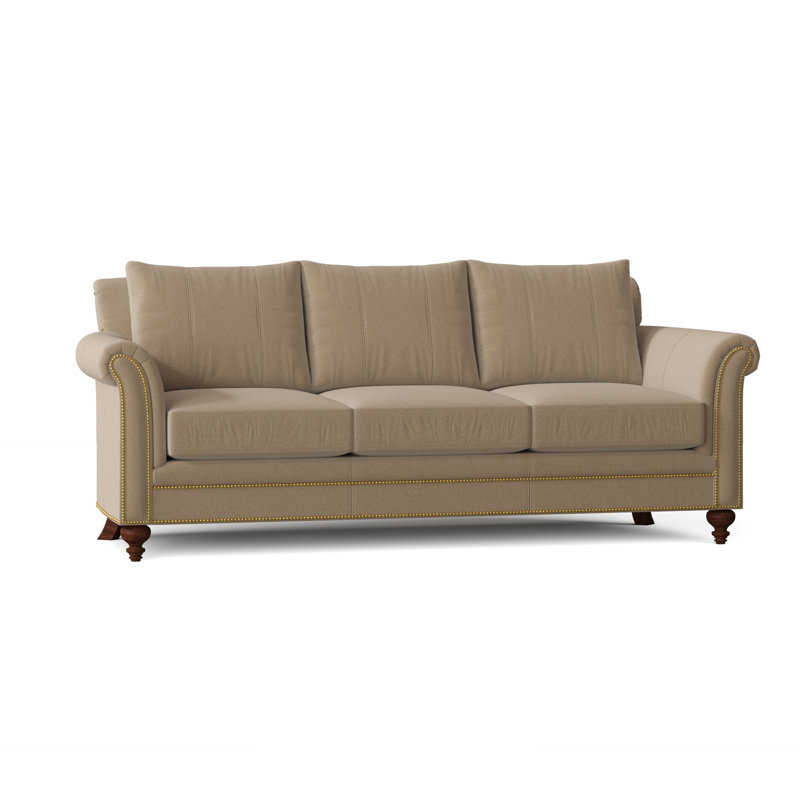 Richardson Sofa, Aline Fumo Genuine Leather, Mahogany, French Natural