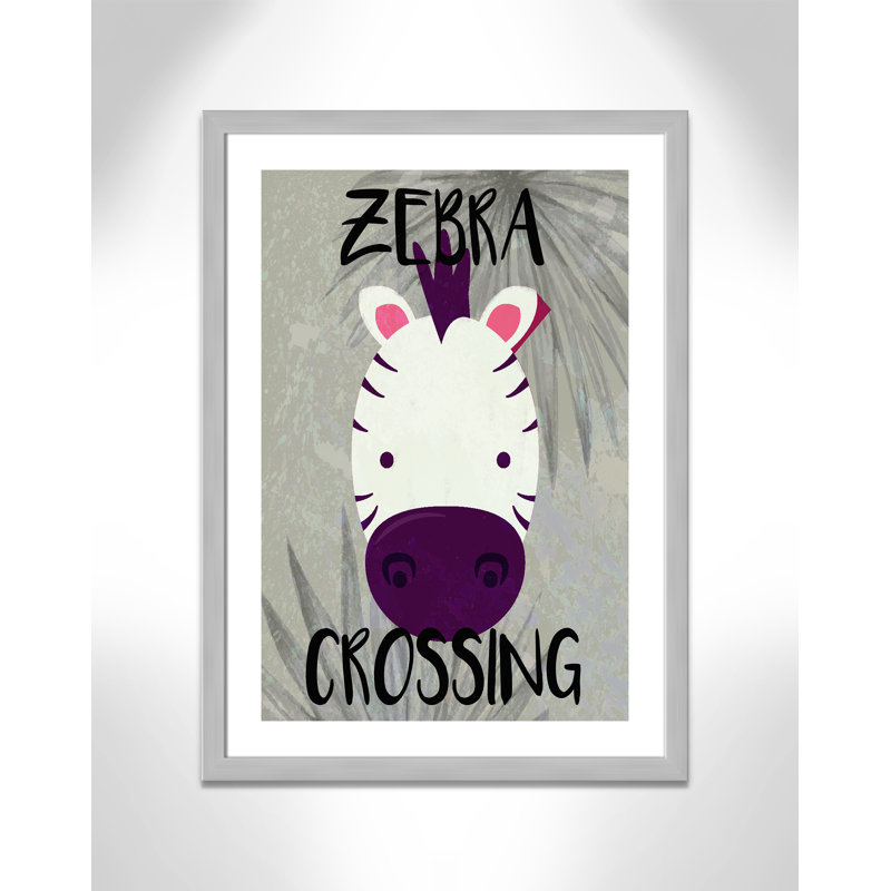 Impression sur papier Zebra Crossing, H 34,5 po x l 24,5 po x P 0,6 po, Encadré plat argent