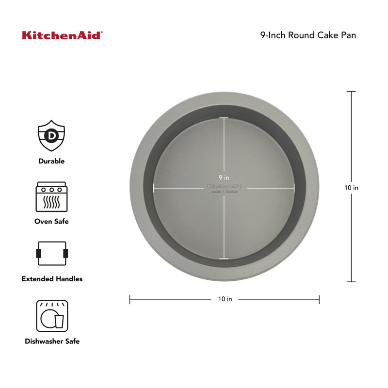 9-In Nonstick Aluminized Steel Round Cake Pan, Contour Silver, Gray
