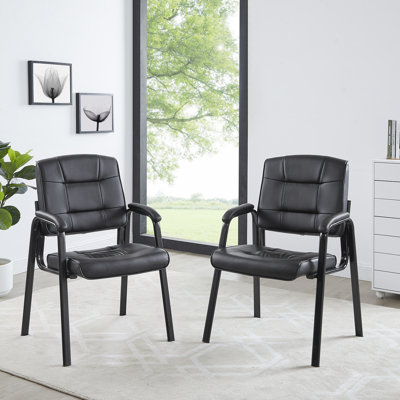 Keymiah Faux Leather Guest Chair with Arms – Ideal for Lobbies, Waiting Rooms Chair, and Reception Chair