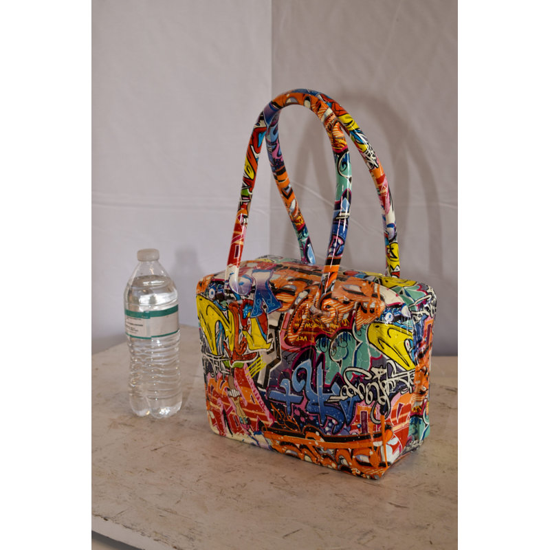 Abstract & Geometric Graffiti Tote Bag Resin Statue 6" x 11" x 16"H