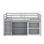 Lit mezzanine simple avec armoire à tiroirs, armoire à tablettes et bureau à tiroirs-539204593