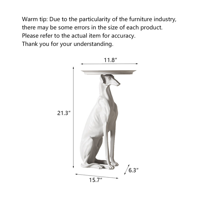 Table d'appoint en résine avec plateau Greyhound Sculpture