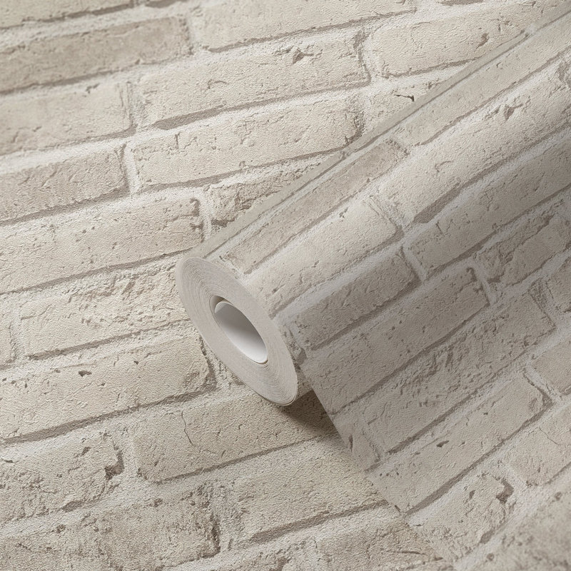 Bricks and More Colelction Weathered Brick Walls Wallpaper Roll, White