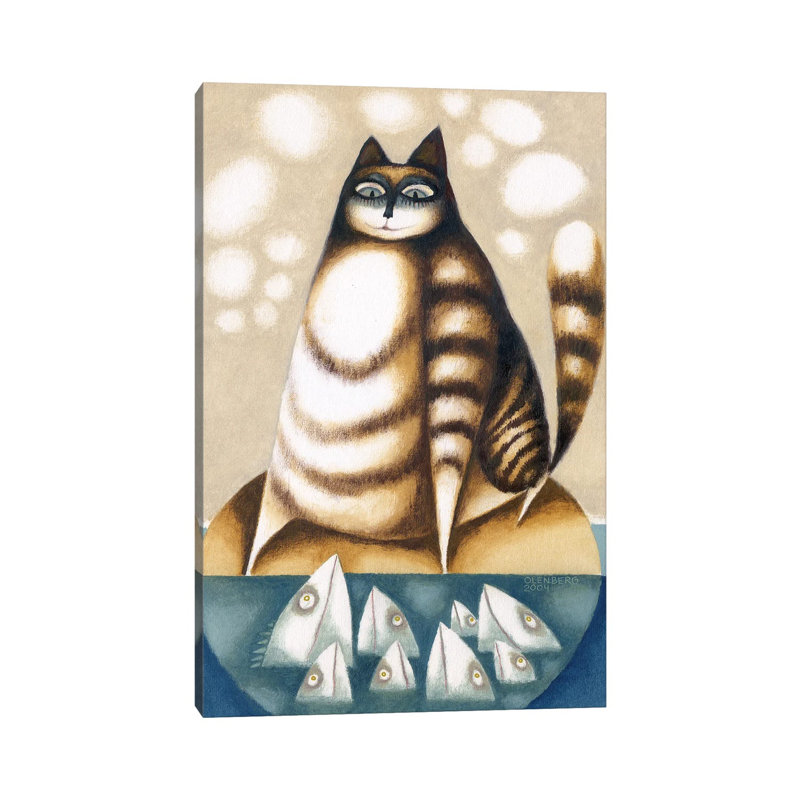 «Fish and Big Cat» par Art Mirano, reproduction d'art sur toile tendue, H 18 po x l 12 po x 1,5 po