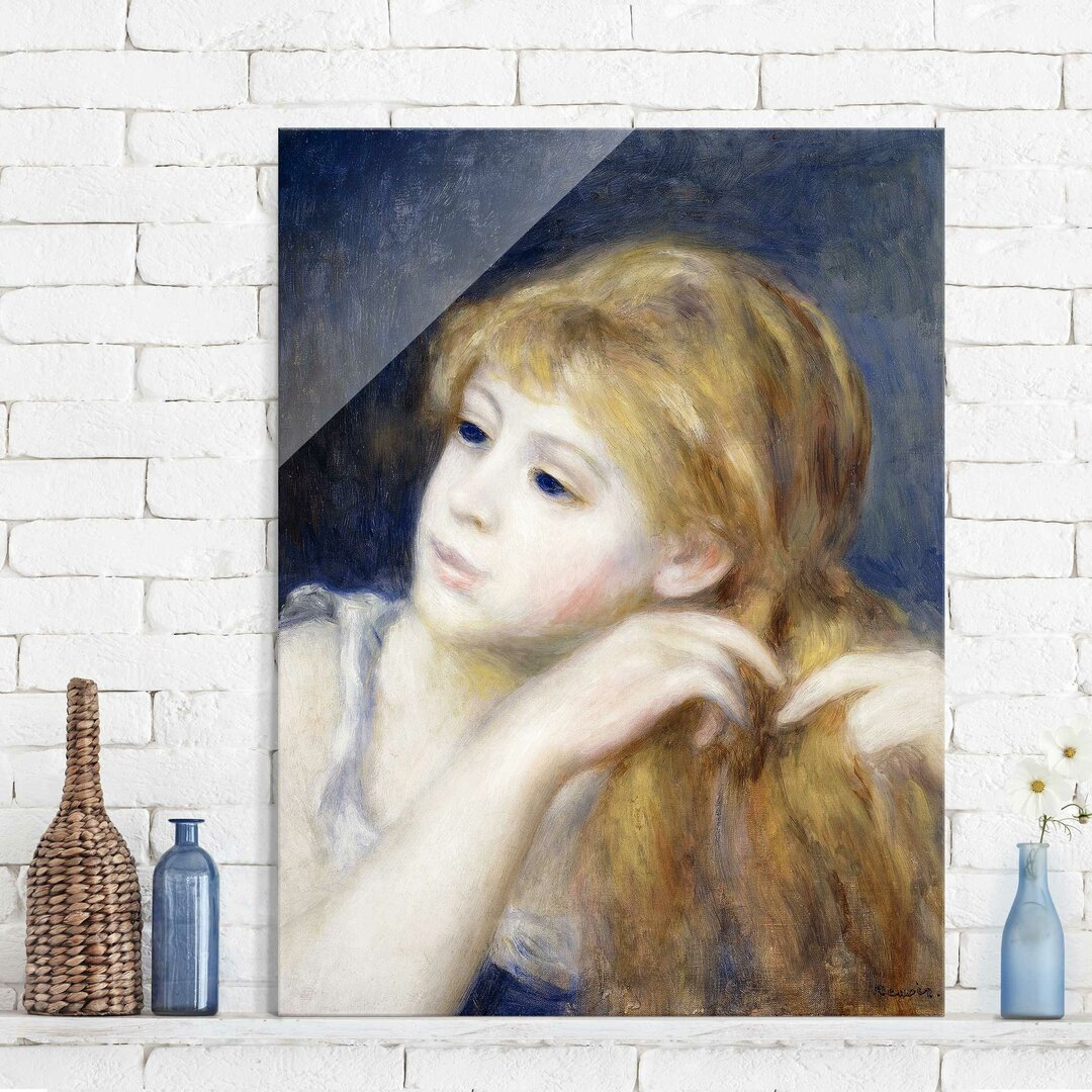 Glasbild Kopf eines jungen Mädchens von Pierre-Auguste Renoir