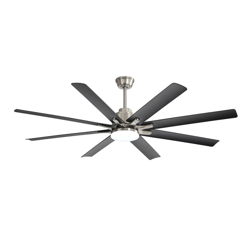 Ventilateur de plafond moderne de 66 pouces avec lumière à DEL à intensité variable et 8 pales en ABS avec télécommande et moteur à courant continu réversible pour le bureau personnel