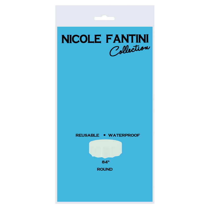 Nicole Fantini Plastic Disposable Round Tablecloth 84", Island Blue