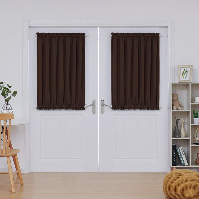 Nuhamin Blackout Curtain Pair, 137cm wide x 102cm high, Dark brown