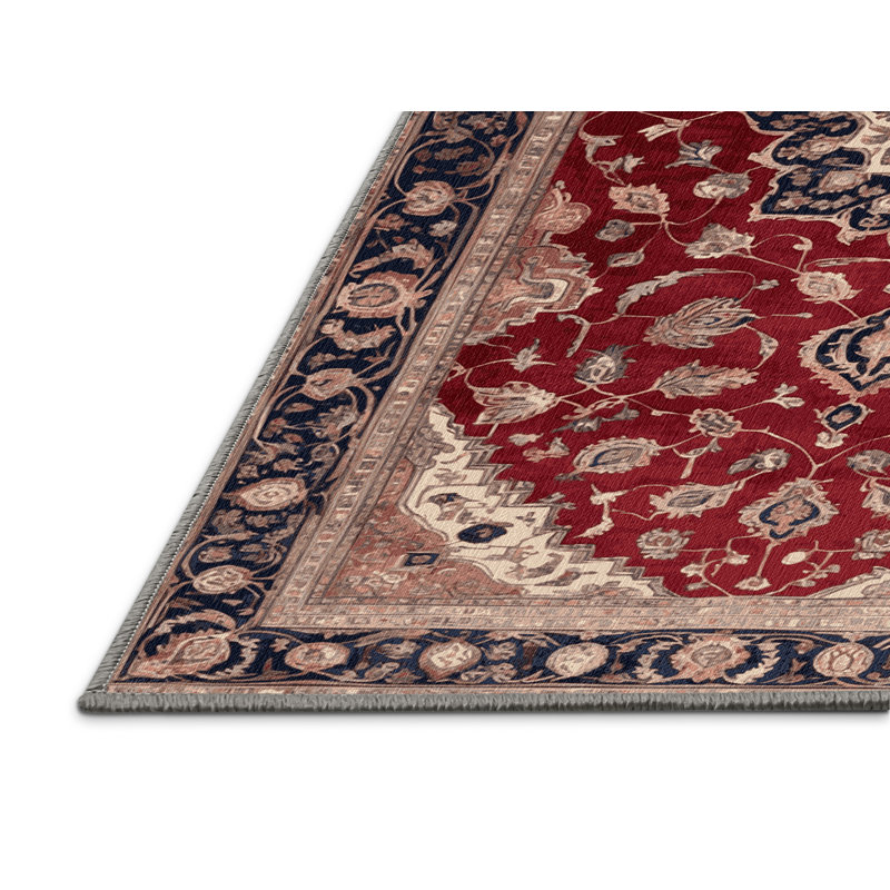 Machine Washable Persian Brown Area Rug, Rectangle 7' x 9'