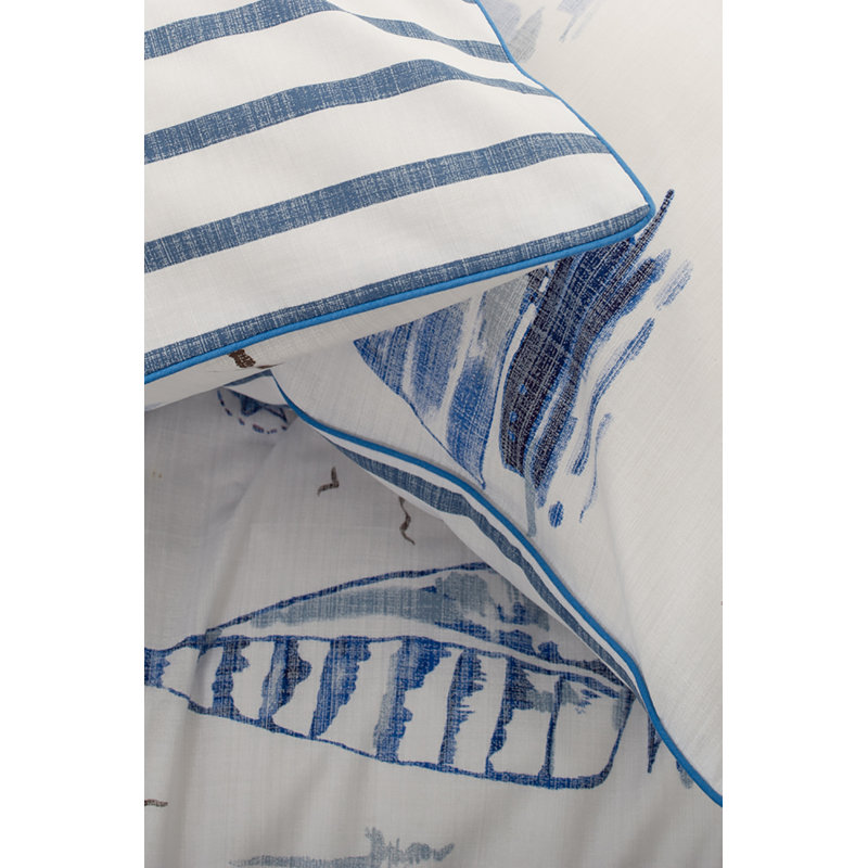 Solent Maritime Print 100% Cotton Duvet Cover Set Cotton Geometric Shapes Duvet Cover Set with Pillowcases Included