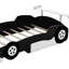 Lit plateforme pleine grandeur en forme de voiture de course avec roulettes-111173339