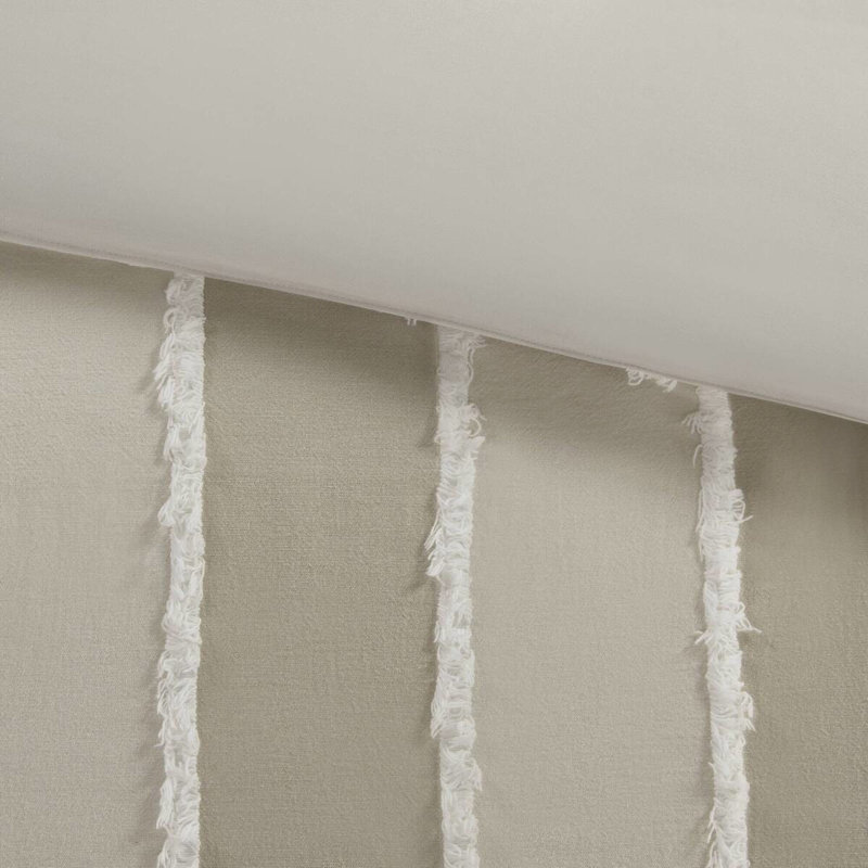 Édredon 3 pièces rayé taupe double / grand - housse en coton, rembourrage, rayures avec bordure, style visible, style,