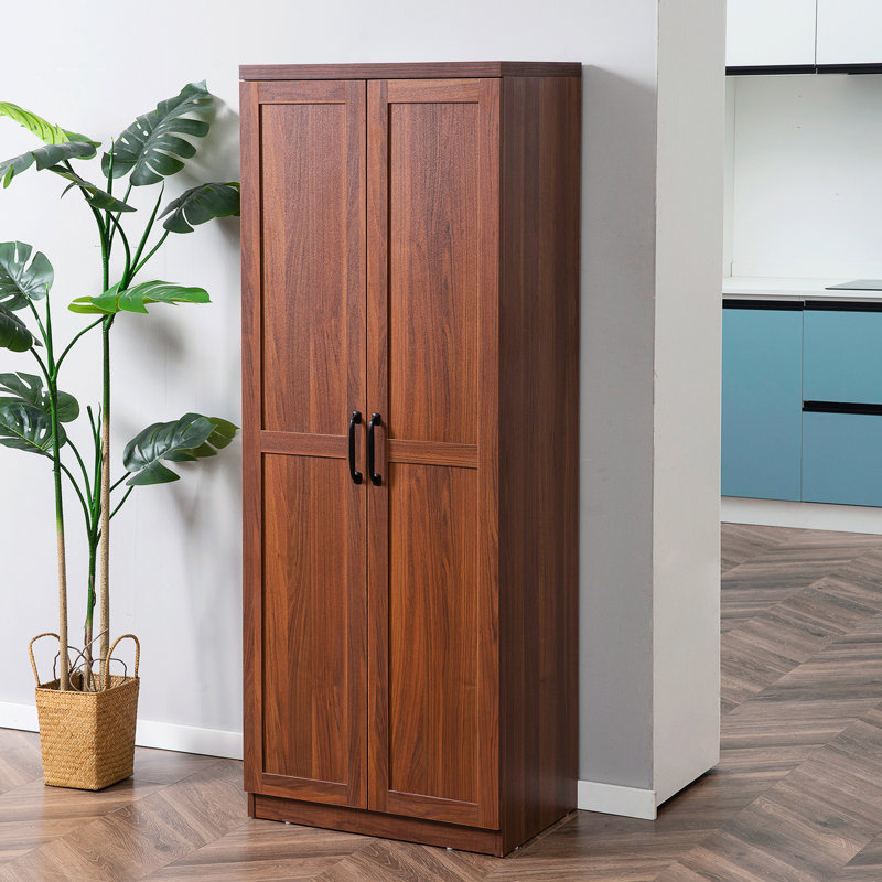 63" Kitchen Pantry, 2-door Cabinet With 5 Shelving And 2 Adjustable Shelves, Brown For Stylish Pantry Kitchen, Levels. Keep Neat Tidy. Dining Room