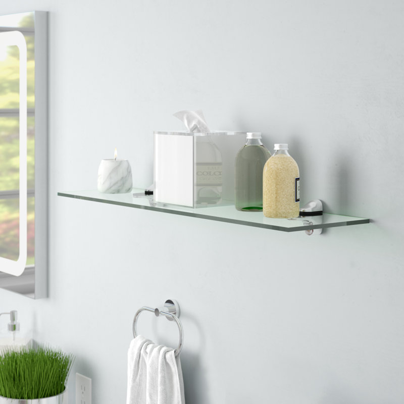 Hayzlee Glass Bracket Shelf, Clear