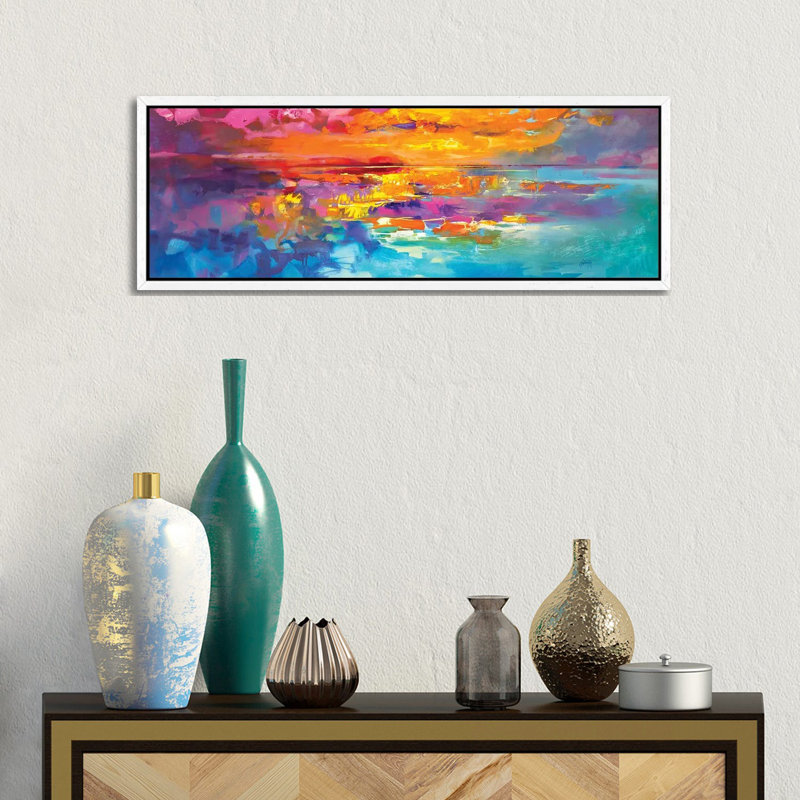 Spectrum Sunrise by Scott Naismith - Panoramic Print on Canvas, White Floater Framed, 30.48 cm H x 91.44 cm W