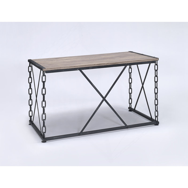 Bureau en chêne rustique et finition noire antique