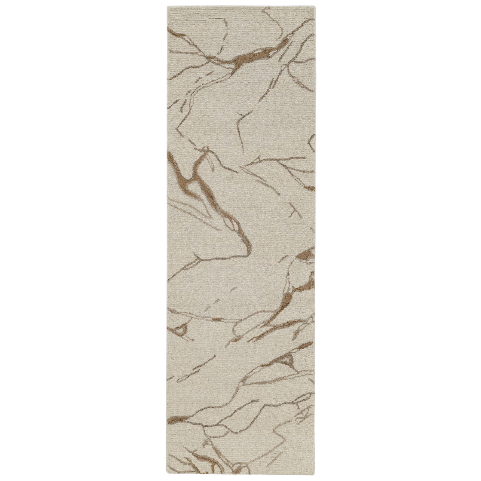 Hand-Tufted Abstract Wool Rug, Ivory, Runner 2'6" x 8'
