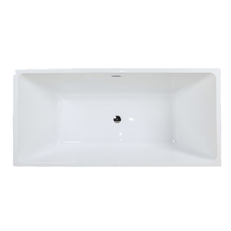 Kingston Brass Aqua Eden 53-Inch Acrylic Rectangular Double Ended Freestanding Tub with Drain