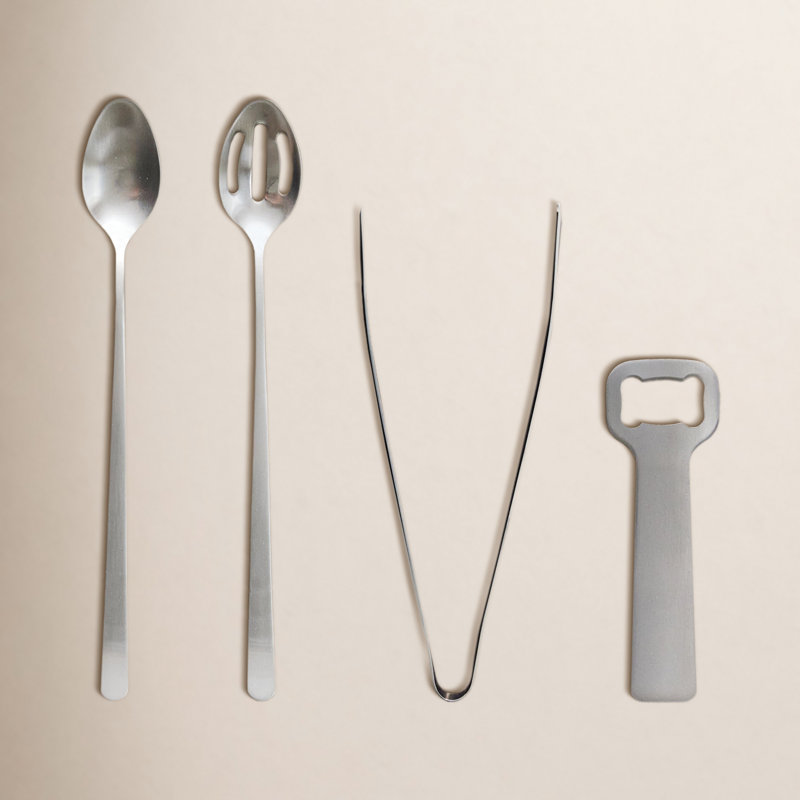 Ensemble d'outils de bar en acier inoxydable, Nickel brossé