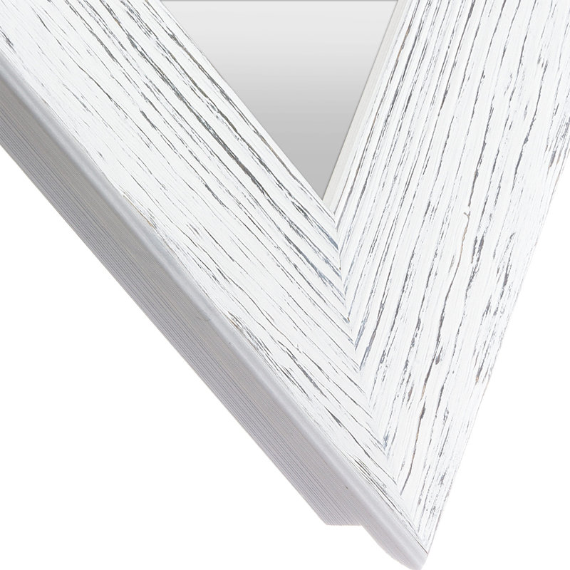 Arber Solid Wood Flat Mirror, Rubbed White, 79" x 19"