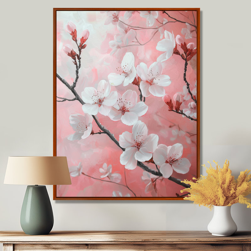 Moment in Spring Spring Cherry Blossom I - Art mural fleur de cerisier, H 32 po x l 16 po, Impression encadrée flottante