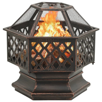 Etheredge Rustic Fire Pit with Poker 62x54x56 cm XXL Steel