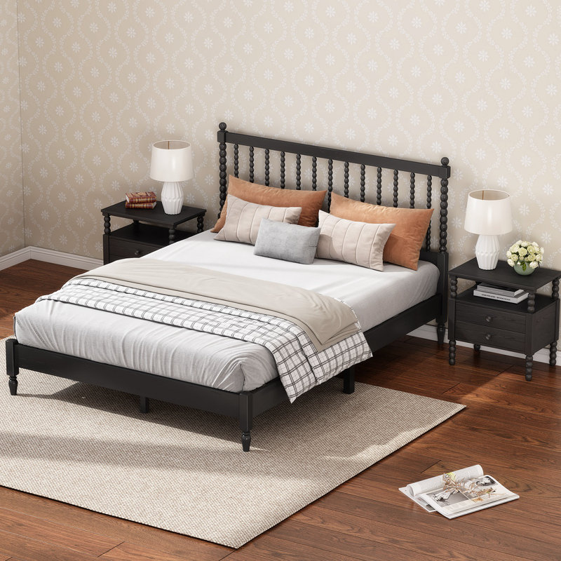 Ensemble de chambre à coucher 3 pièces Geneal, Grand, Noir antique