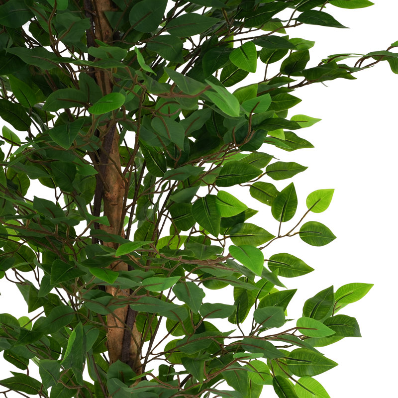 Arbre artificiel de 63 po avec pot, feuillage abondant, pré-empoté dans un panier ou un pot de fleurs, assemblage inclus avec feuillage et apparence gracieuse, facile à poser, branches réalistes