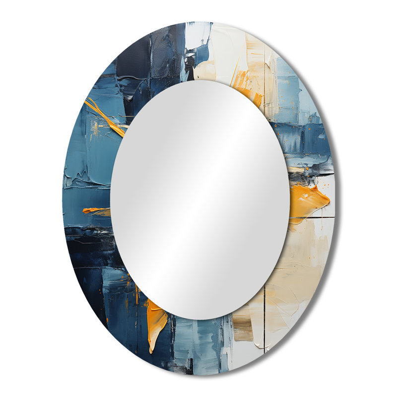 Abstract Layers I - Miroir mural moderne ovale, 43 po x 33 po