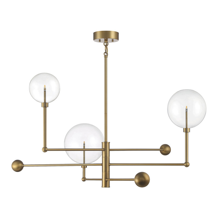 Debraa 3-Light Chandelier In Oil Rubbed Bronze, Natural Brass