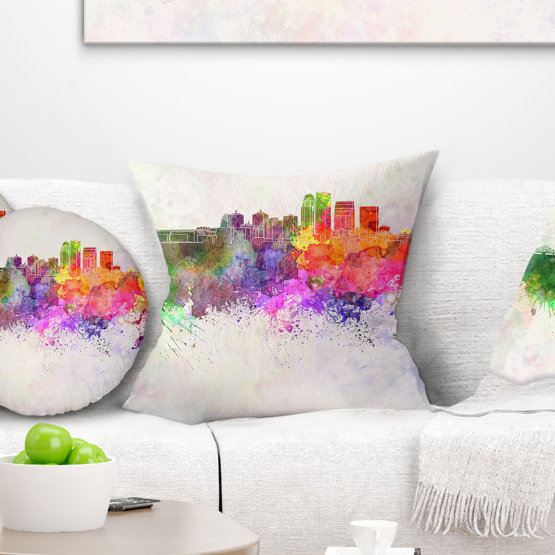 Louisville Skyline - oreiller imprimé paysage urbain, 18 po x 18 po, Coussin décoratif