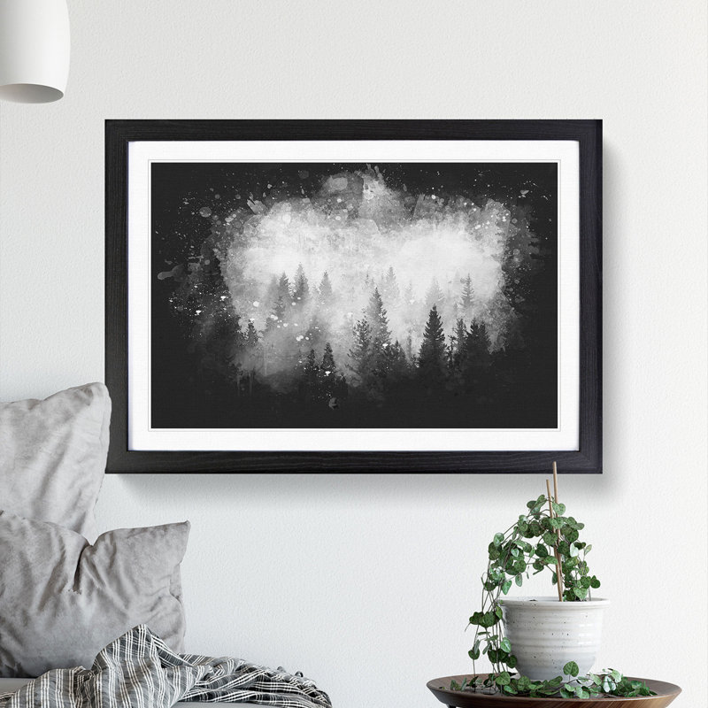 The Misty Forest - Picture Frame Graphic Art, 48cm H x 65cm W x 2cm D, Black Framed