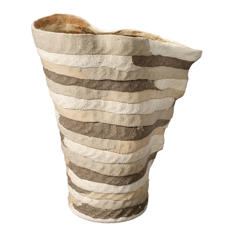 Grand vase en porcelaine textile, brun