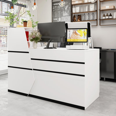 Jodanna L-Shaped Synthetic Laminate Reception Desk