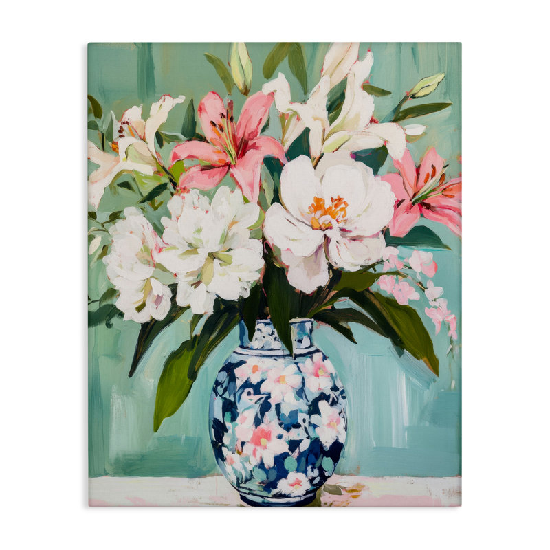 Fleurs de lys dans un vase chinois, design par Petal Prints Design, H 20 po x l 16 po