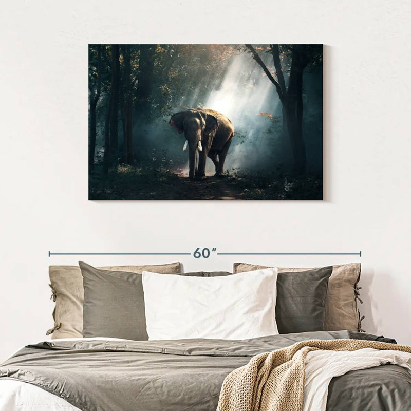 Brampt Sunlit Jungle Elephant, 30" H x 45" W