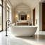 Baignoire de trempage autoportante blanche à surface solide avec trop-plein et bonde escamotable 59 "x 28" Monblari-124328622-124328621