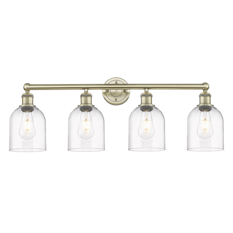 Odaniel 4 - Light Dimmable Vanity Light, Clear, Antique Brass