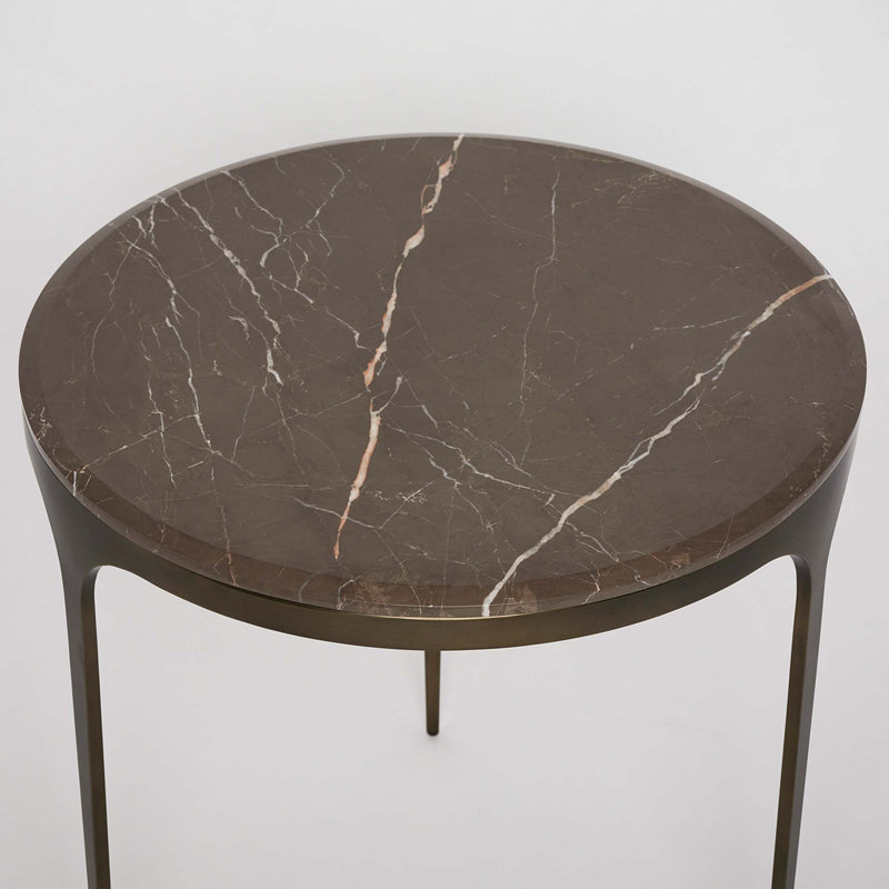 Camilla Marble End Table, Matte Black, Terra Brown, 22" H x 20" W x 20" D